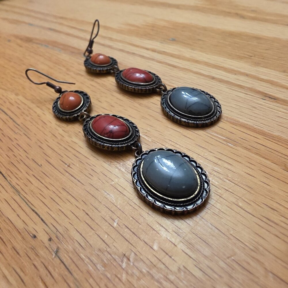 Avon Multi-Colored Stone Drop Dangle Earrings - image 6